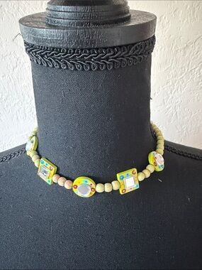 Vintage TATIRI Yellow Beaded Choker Necklace with Accents